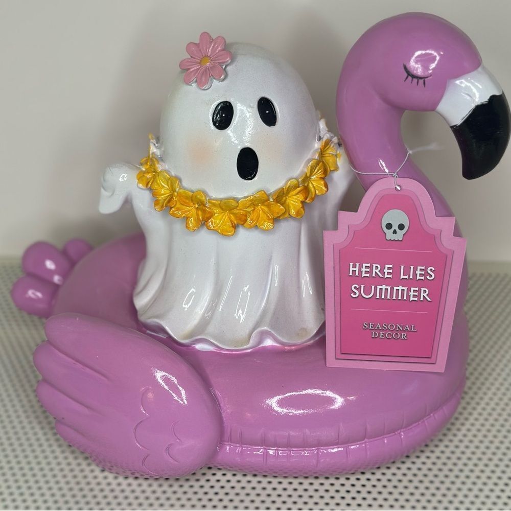 Summer Floral Ghost in Flamingo Float Summerween